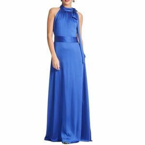 NWT SACHIN + BABI French Blue Sleeveless Tie Neck Dress Gown Size 6